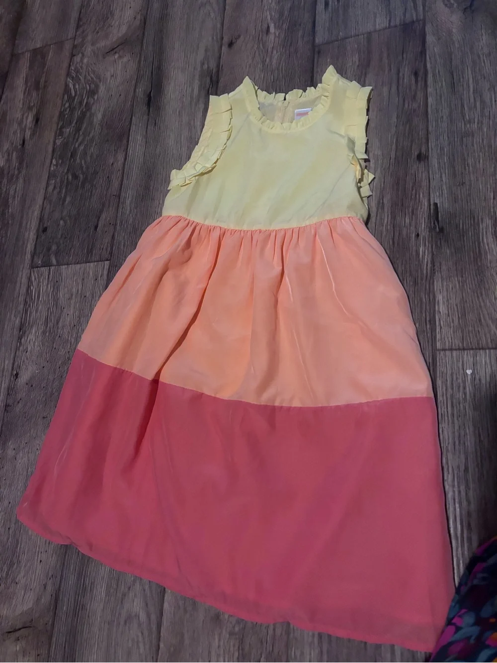 Girls Gymboree Colorblock Yellow Orange Pink Tiered Dress Sz. 10